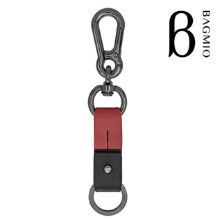 BAGMIO 雙環牛皮鑰匙圈-紅/黑
