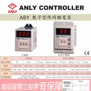 ASY-2SM ASY-3SM ANLY/數字型限時繼電器 💯含稅開發票