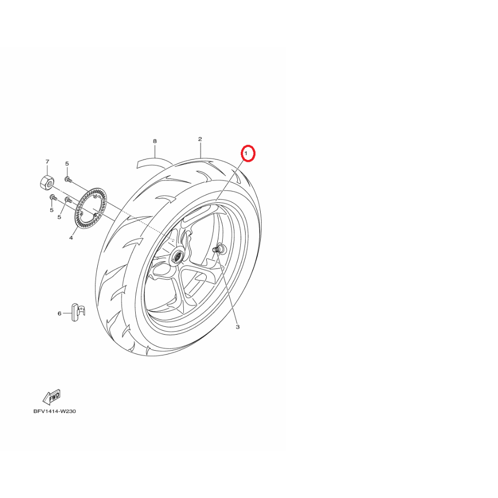 YAMAHA 原廠 FORCE 2.0 AUGUR 消光灰 後鑄輪 後輪框 料號：BFV-F5338-00-P0