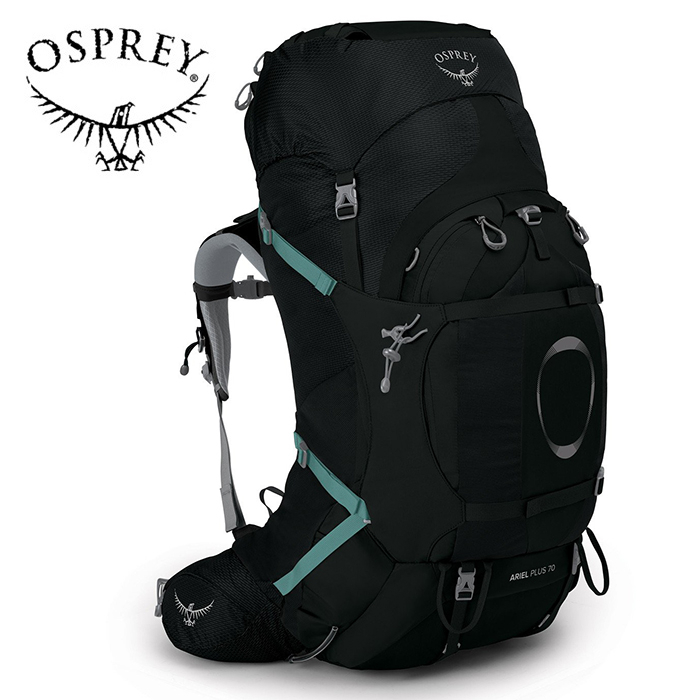 【Osprey 美國】Ariel Plus 70 重裝登山背包 女款 黑色｜健行背包 自助旅行 徒步旅行後背包