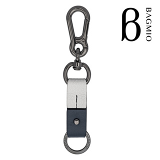 BAGMIO 雙環牛皮鑰匙圈-銀/藍