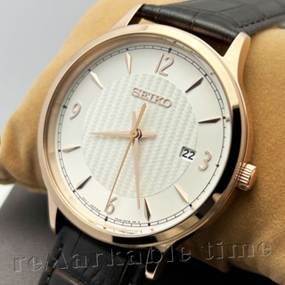 【SEIKO 石英手錶】經典紳士時尚男錶款白面玫瑰金框SGEH88/SGEH88P1