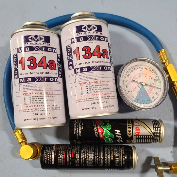 台灣現貨 發出 R134A汽車冷媒 DIY灌冷媒  環保企鵝R134A+ 充填錶組 +冷媒管(堵漏劑)