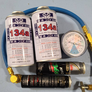 臺灣現貨 發出 R134A汽車冷媒 DIY灌冷媒 環保企鵝R134A+ 充填錶組 +冷媒管(堵漏劑)