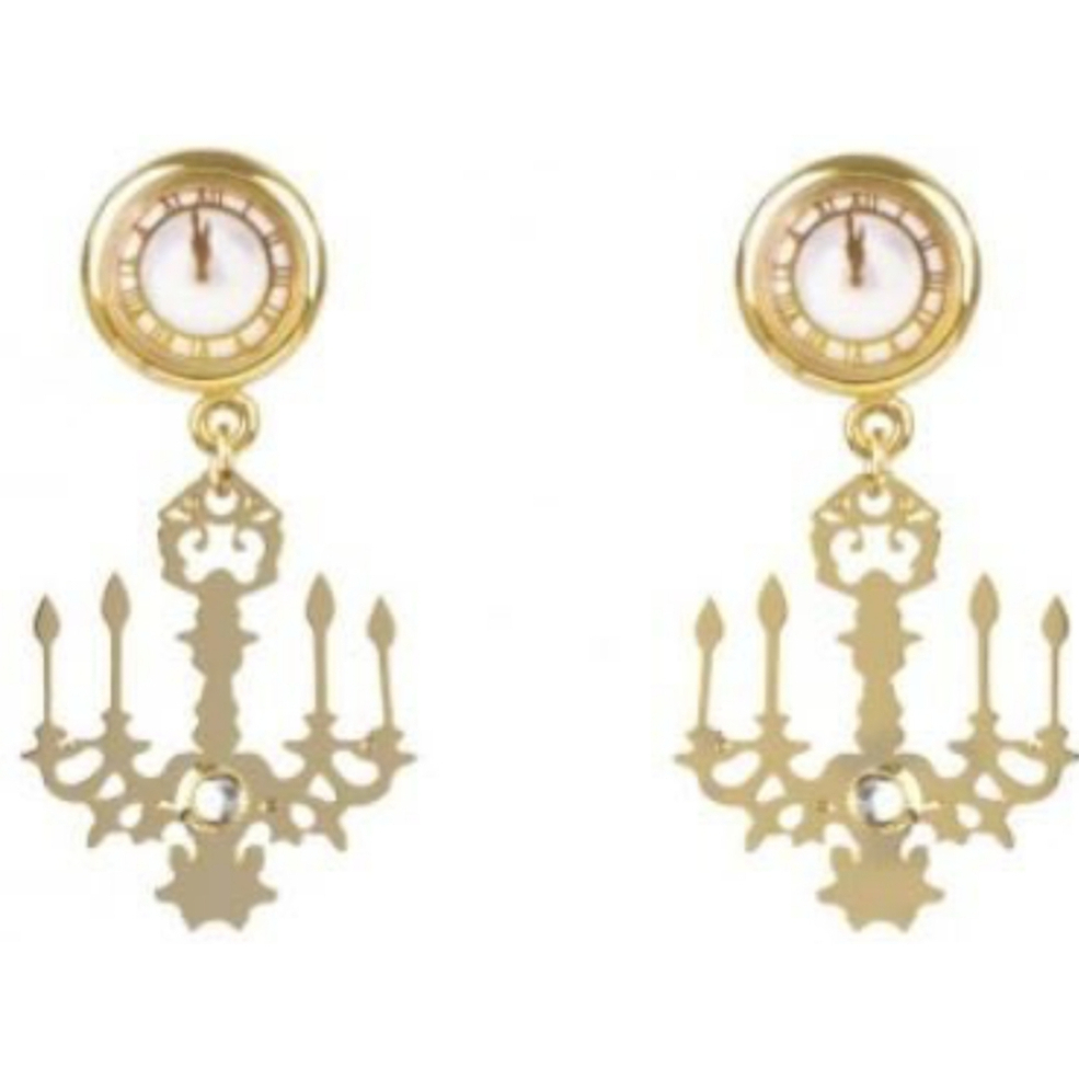 【巴黎妙樣兒蝦皮賣場特惠990】 法國廠製造 N2-Les Nereides灰姑娘 金色時鐘和蠟燭台 耳環