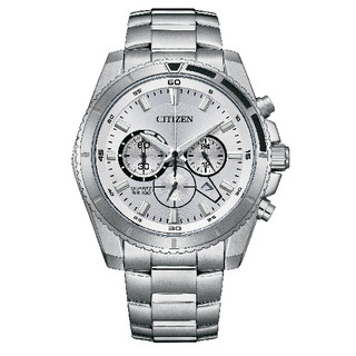 CITIZEN星辰 AN8200-50A 紳士三眼計時不鏽鋼時尚腕錶 白麵 44mm