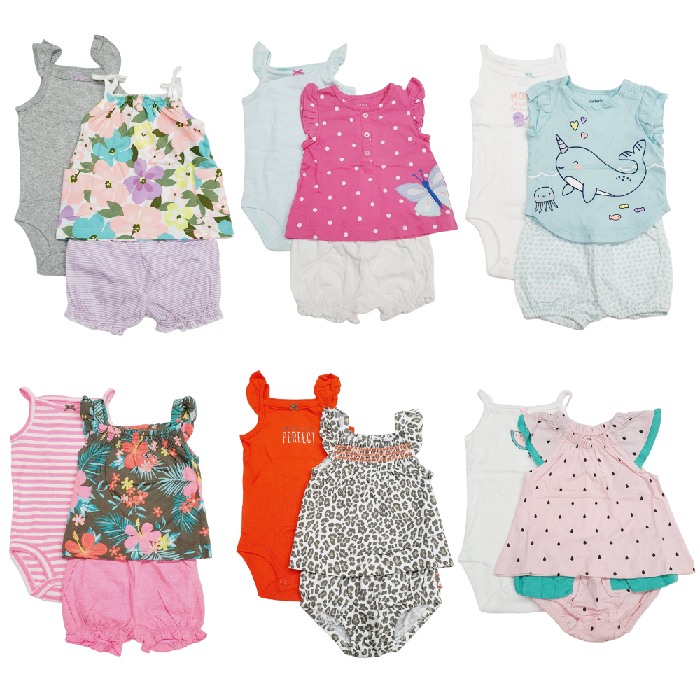 Carter's 嬰幼兒 短袖套裝三件組系列 - 女童零碼