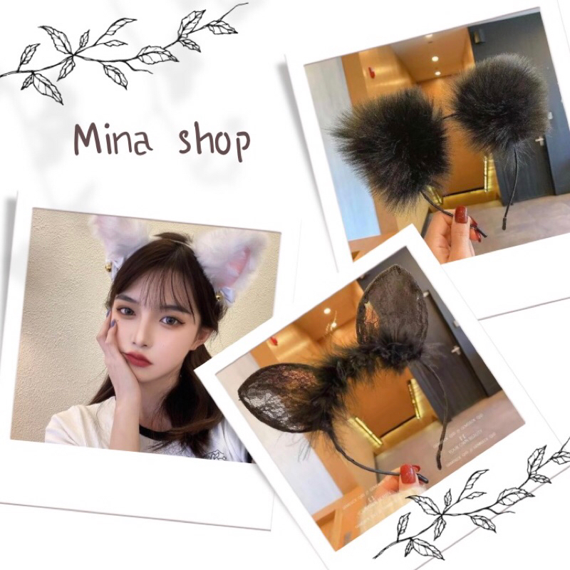 Mina shop🌷熱銷 髮箍 髮飾 甜美 毛絨 狐狸 貓耳朵 鈴鐺 COSPLAY 蕾絲 造型