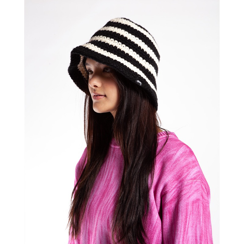 STUSSY SWIRL KNIT BUCKET HAT クラッシャーハット-