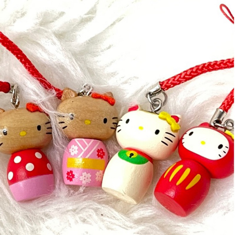 日本進口Hello Kitty木雕娃娃單賣價（白色招財貓已售）