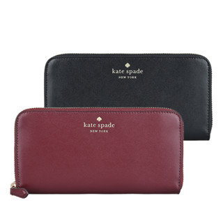 Kate Spade Schuyler 燙金桃心LOGO滑面牛皮12卡拉鍊長夾(兩色)