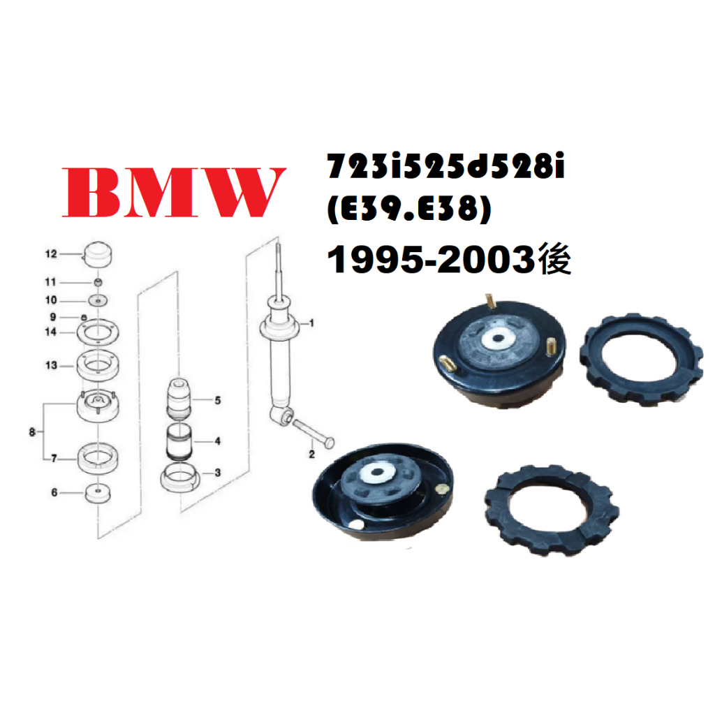BMW 寶馬 723i 525d 528i(E39.E38) 1995-2003後避震器上座.含橡膠墊(左右一對)