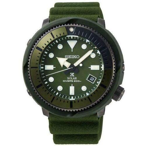 【金台鐘錶】SEIKO 精工錶 鮪魚罐頭 46mm 太陽能 200m 潛水錶 (綠) SNE561P1