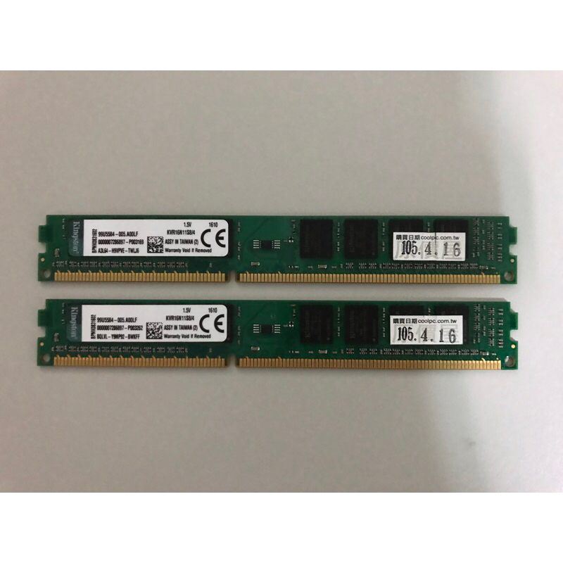 記憶體 金士頓 DDR3 1600 4G*2單面 終身保固