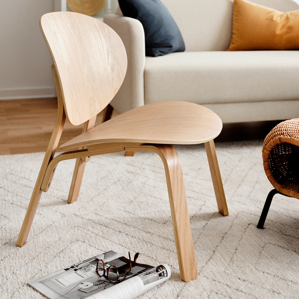 北歐工業LOFT風格經典IKEA宜家FRÖSET休閒椅餐椅實木椅原木椅工作椅曲木椅/染白橡木色/二手八成新/特$1800