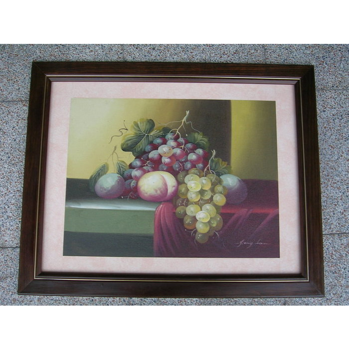 [ 丁銘畫廊 ]    水果 -  葡萄 好事連連 -  純手工畫 - 油畫原作品- 含裱框價格