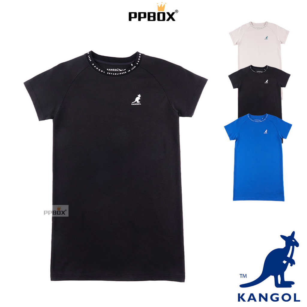 KANGOL 長版休閒 洋裝【63221580】短袖 新衣新包 素T 透氣 涼感 睡衣 套裝 包屁衣 PPBOX