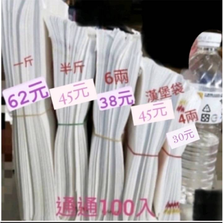 廚房中的好食材(附發票):油紙袋 100入 4兩 6兩 半斤 一斤 紙袋 漢堡袋 早餐店 土司袋