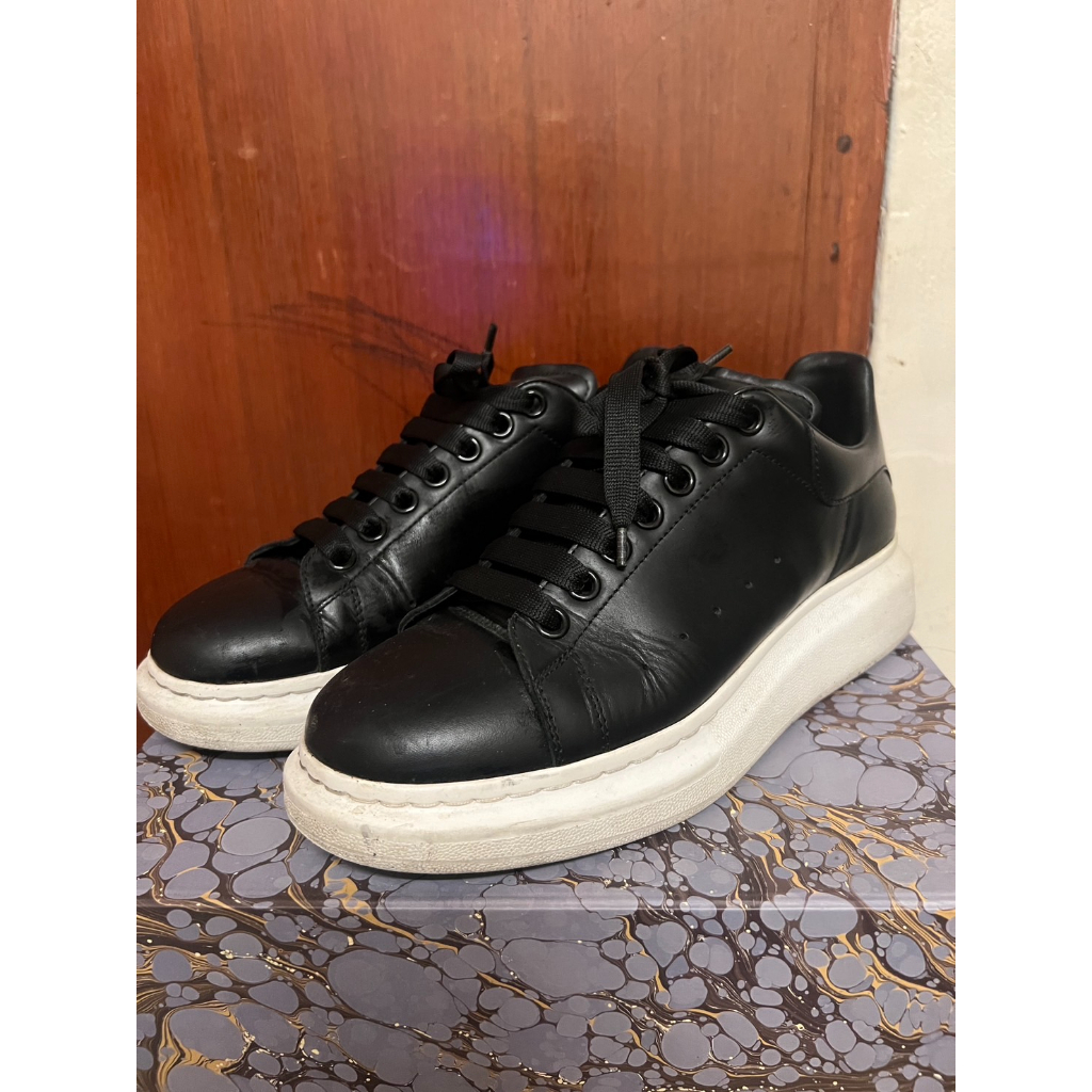 二手 Alexander McQueen MCQ 42 黑色白底 全皮質 小白鞋 西裝鞋 厚底 增高