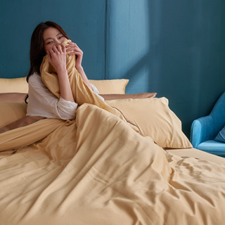 戀家小舖 台灣製床包 雙人床包 薄被套 床單 極致米色 100%精梳棉 床包被套組 含枕套 60支精梳棉