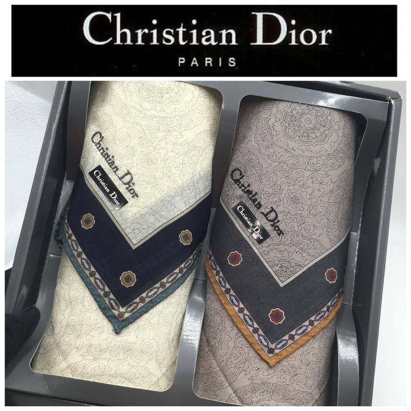 新古真品 ❤️ 狀況不錯 ❤️Christian Dior 手帕  2件盒裝手帕組 盒259