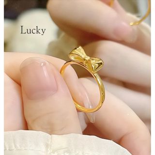 【現貨】Lucky鈦鋼戒指 日韓時尚簡約蝴蝶結戒指 女士百搭戒指