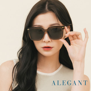 ALEGANT灰映綠都會未來感金飾立體線條勾勒方框輕量TR90寶麗來偏光墨鏡│UV400太陽眼鏡│街角的小巷日記