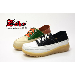 {百分百 SHOES}ZOBR 女款全真皮2WAY懶人休閒鞋輕量 後跟可踩 防滑膠底 厚底3.5公分 臺灣製造 米綠柑