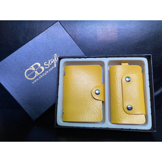 【OB ORANGE BEAR】鑰匙包+卡包套禮盒組 名片卡夾 鑰匙收納 黃色