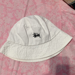 正版二手 Stussy Stock Bucket Hat 漁夫帽 刺繡 白色漁夫帽