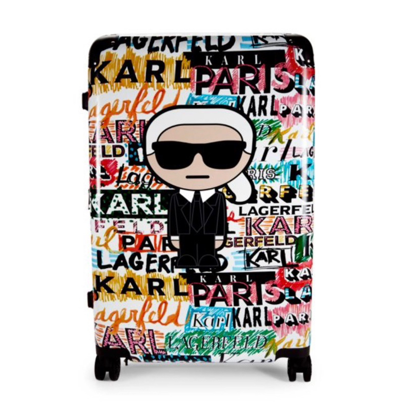 超美【KARL LAGERFELD】人氣預購款👑卡爾28吋彩色塗鴨款行李箱Explosion Suitcase