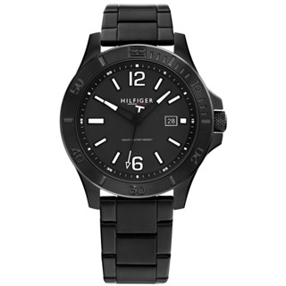 TOMMY HILFIGER / 大刻度 運動風 休閒都會 日期 不鏽鋼手錶 鍍黑 / 1791996 / 46mm