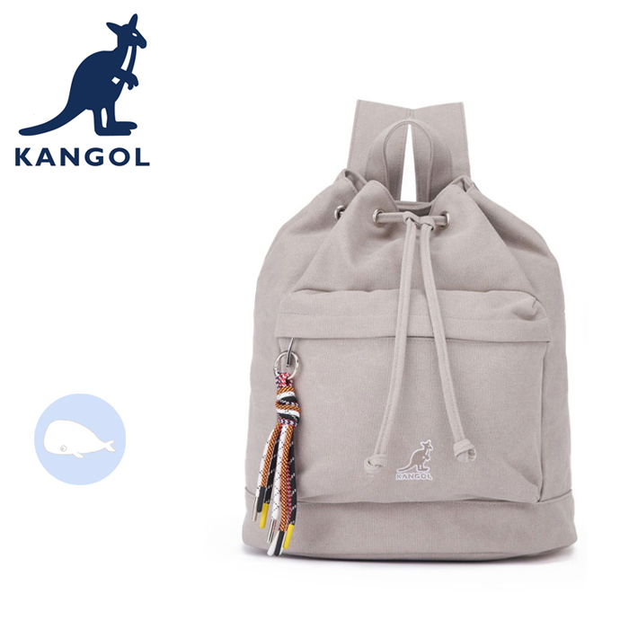 【小鯨魚包包館】KANGOL 英國袋鼠 帆布包 後背包 63251740 帆布水桶後背包 中灰 淺卡其