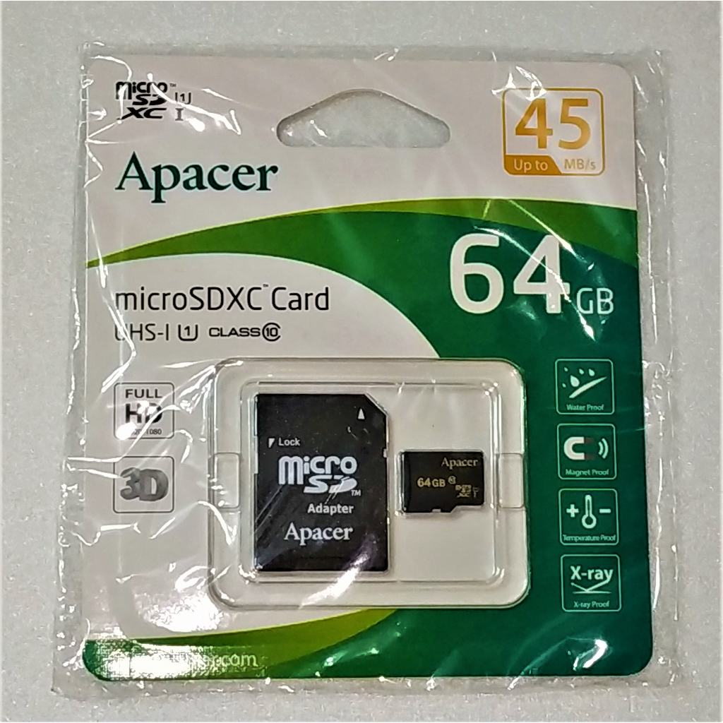 10%蝦幣回饋Apacer宇瞻64GB記憶卡64G記憶卡class10 microSDXC UHS-1 Micro SD