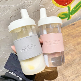 ins風高顏值簡約標籤大容量塑膠吸管隨行杯
