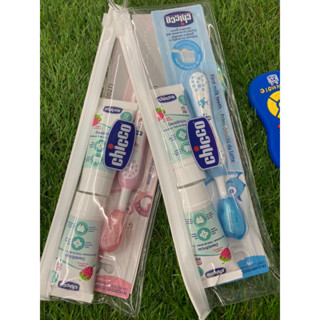 Chicco 兒童木醣醇含氟 草莓牙膏牙刷旅行組/外宿/旅行/攜帶方便/兒童牙刷/兒童牙膏/含氟牙膏/乾淨/清潔