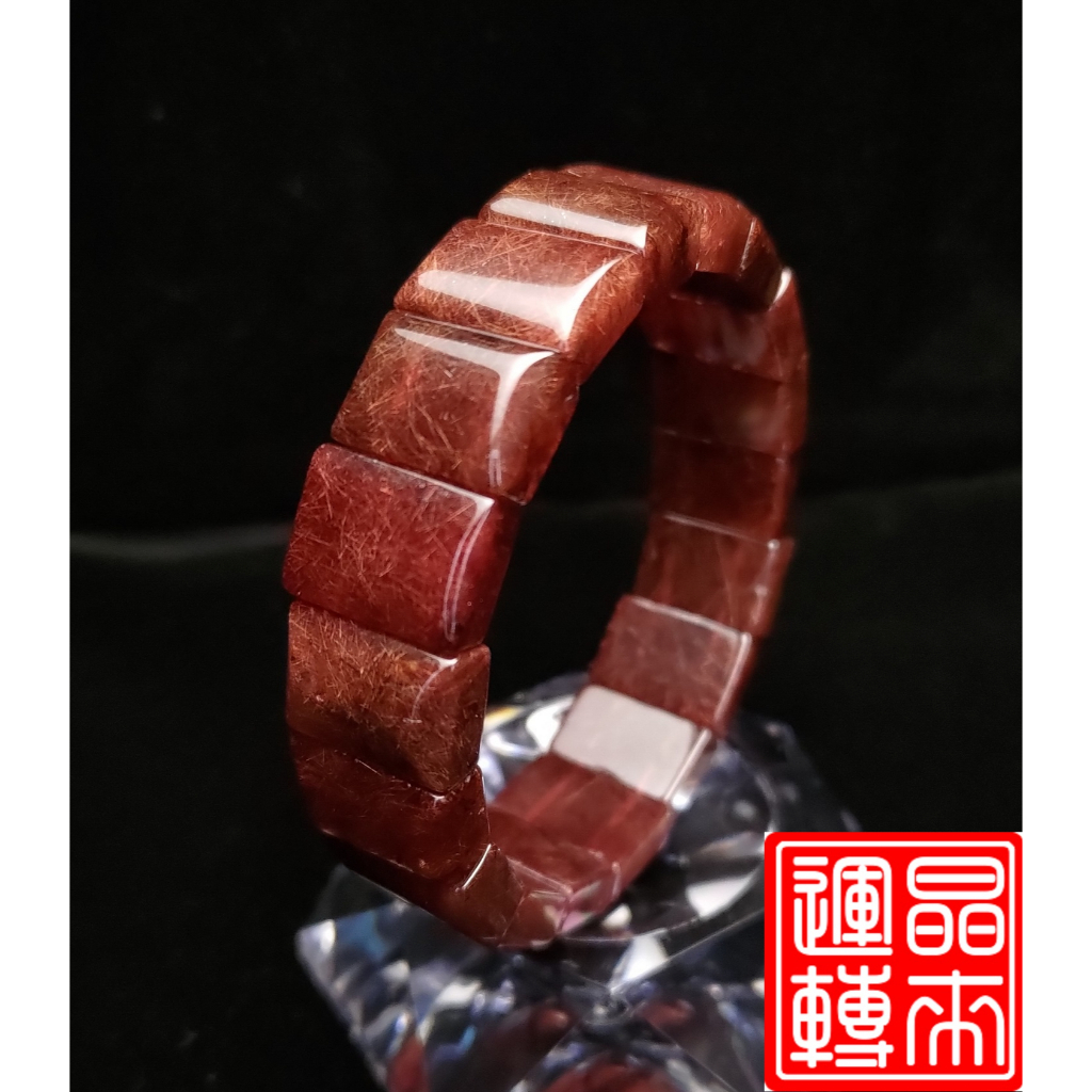 [晶來運轉]紅銅鈦手排 59.5g 17mm 手圍18.5cm(Titanium rutilated Quartz)