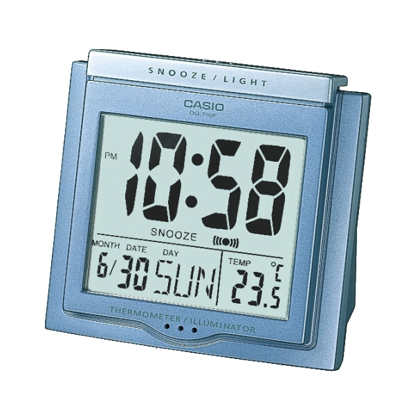 CASIO 卡西歐測溫型數字電子貪睡鬧鐘 大字幕 冷光 溫度計與日期 DQ-750F