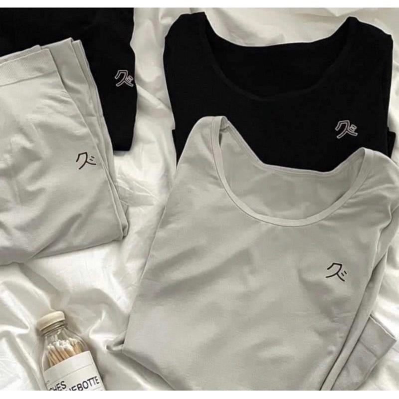 澳洲 YPL X 日本 R92 聯名 恆溫發熱衣褲組 (灰色）德絨玻尿酸發熱套裝 發熱衣 發熱褲 家居服 睡衣