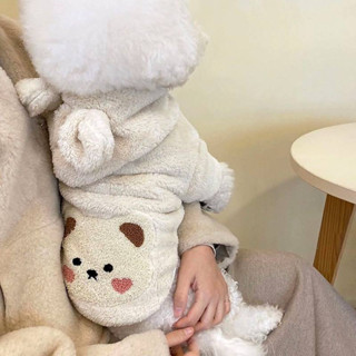 ღ24H出貨 INS日韓可愛小熊珊瑚絨寵物衣服 米白，XL 貓咪 喵 狗