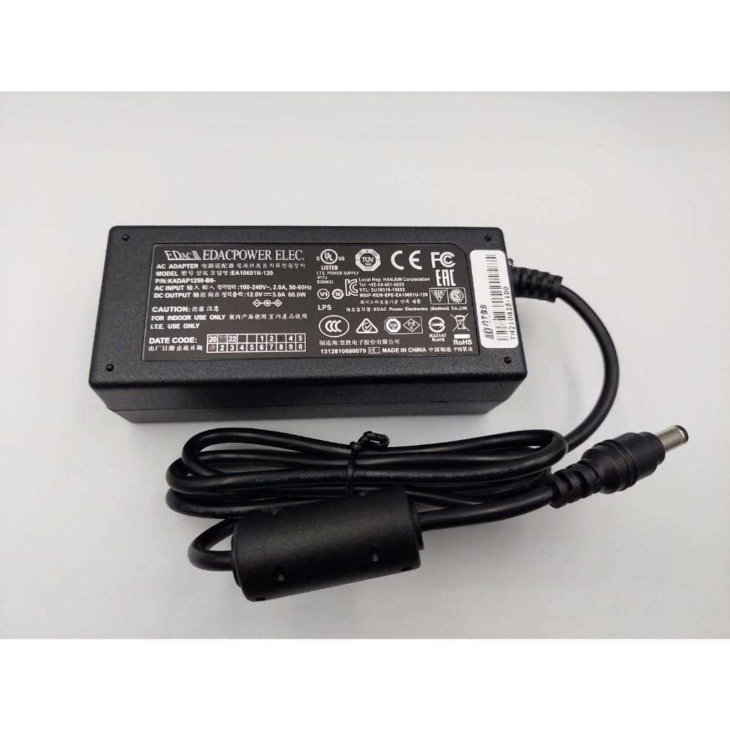 EDAC Adaptor電源適配器 EA10681N-120 12V/5A  孔徑5.5/2.5 送美規電源線