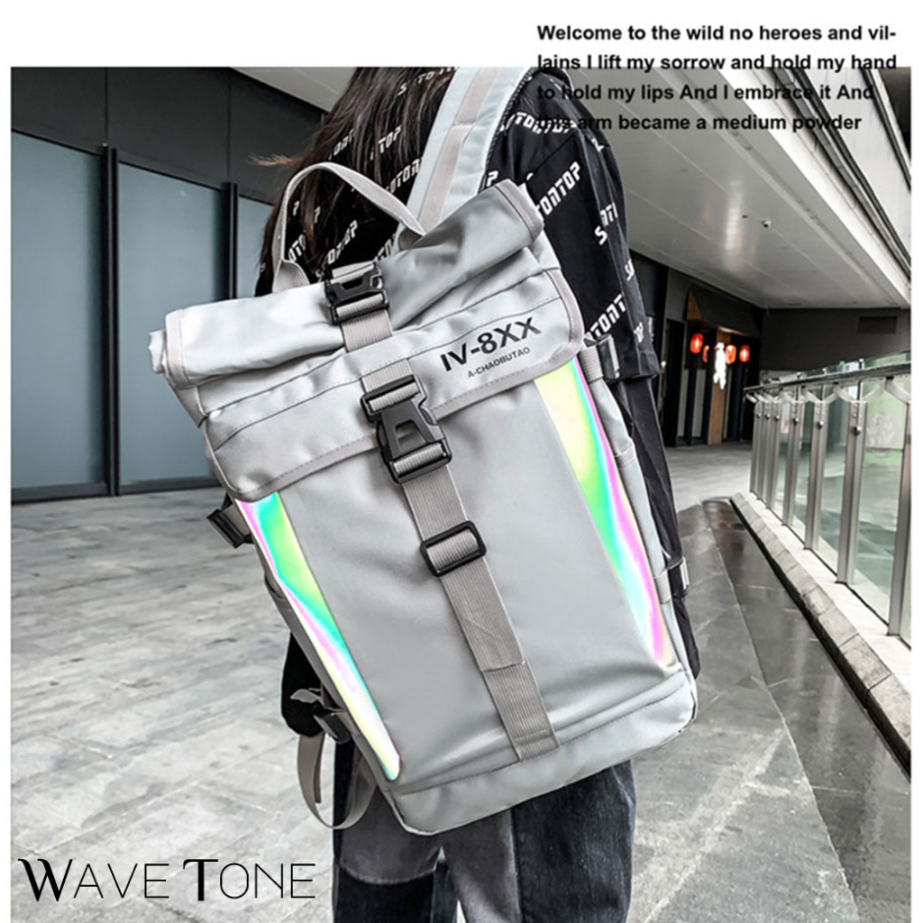 WAVE TONE 〖2色〗電競後背包 電腦包 筆電包 超大容量多層設計 炫彩反光條 雙肩包 後背包『XA137962』