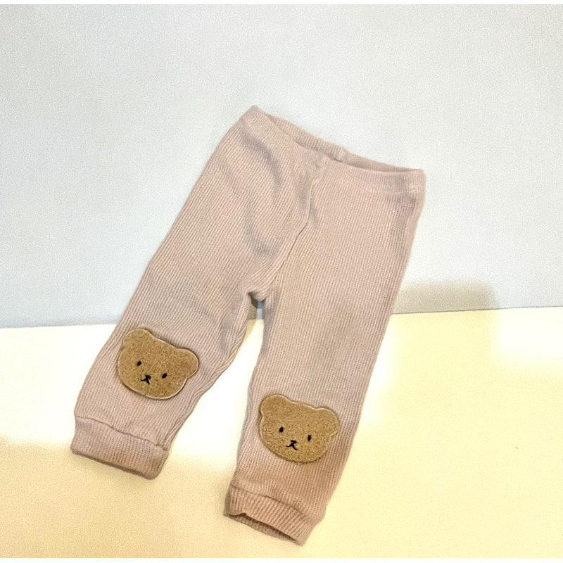 寶寶二手衣/偶粉色鬆餅格熊熊褲（80公分）