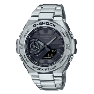 【聊聊甜甜價】CASIO卡西歐 G-SHOCK 太陽能x藍芽連線 強悍碳纖維雙顯腕錶-灰 GST-B500D-1A1