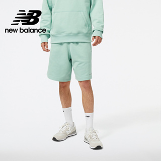 【New Balance】 NB 腰鬆緊抽繩棉質休閒短褲_男性_湖水綠_AMS23550SAE