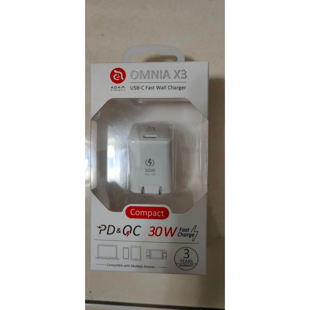  OMNIA X3 USB-C PD / QC 3.0 30W 迷你快速電源供應器(白)