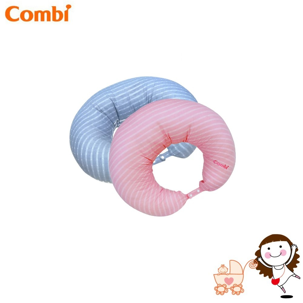 【Combi】康貝 和風紗多功能哺乳靠墊(藍/粉) ｜寶貝俏媽咪