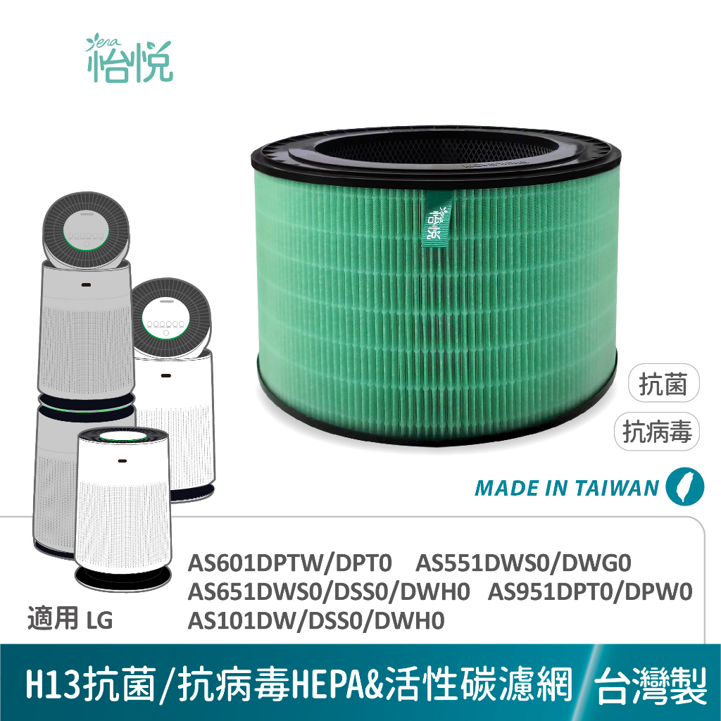 怡悅 抗病毒HEPA 除臭濾網 適用 LG 超級大白 AS101DSS0/101DWH0/651DWH0/651DSS0