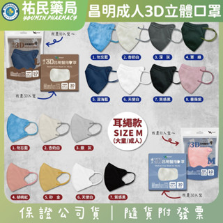 昌明生技 3D立體醫療口罩 成人一般/加大款 袋裝 盒裝 守護天使 祐民藥局