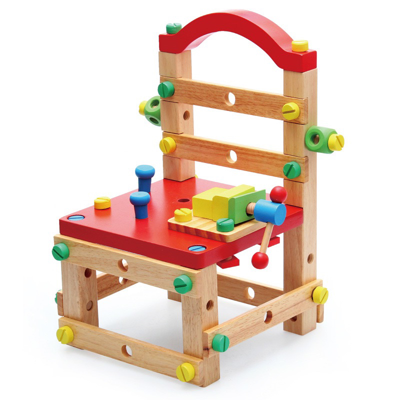 台灣現貨！台灣出貨～（可收據）拆裝魯班椅 拆裝工具 工作椅 拼裝拼插玩具 木製玩具